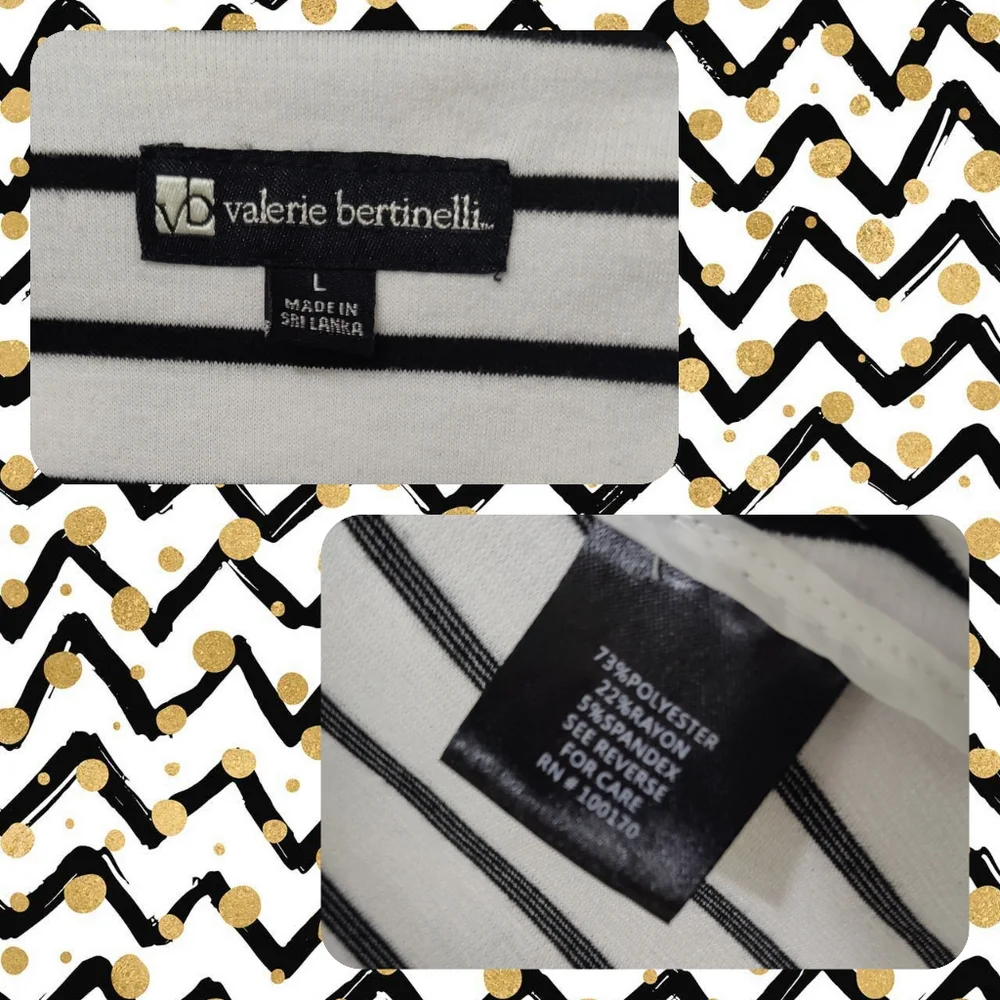 🖤Valerie Bertinelli Black & White Striped Button Up Blazer, Size Large - Picture 5 of 5